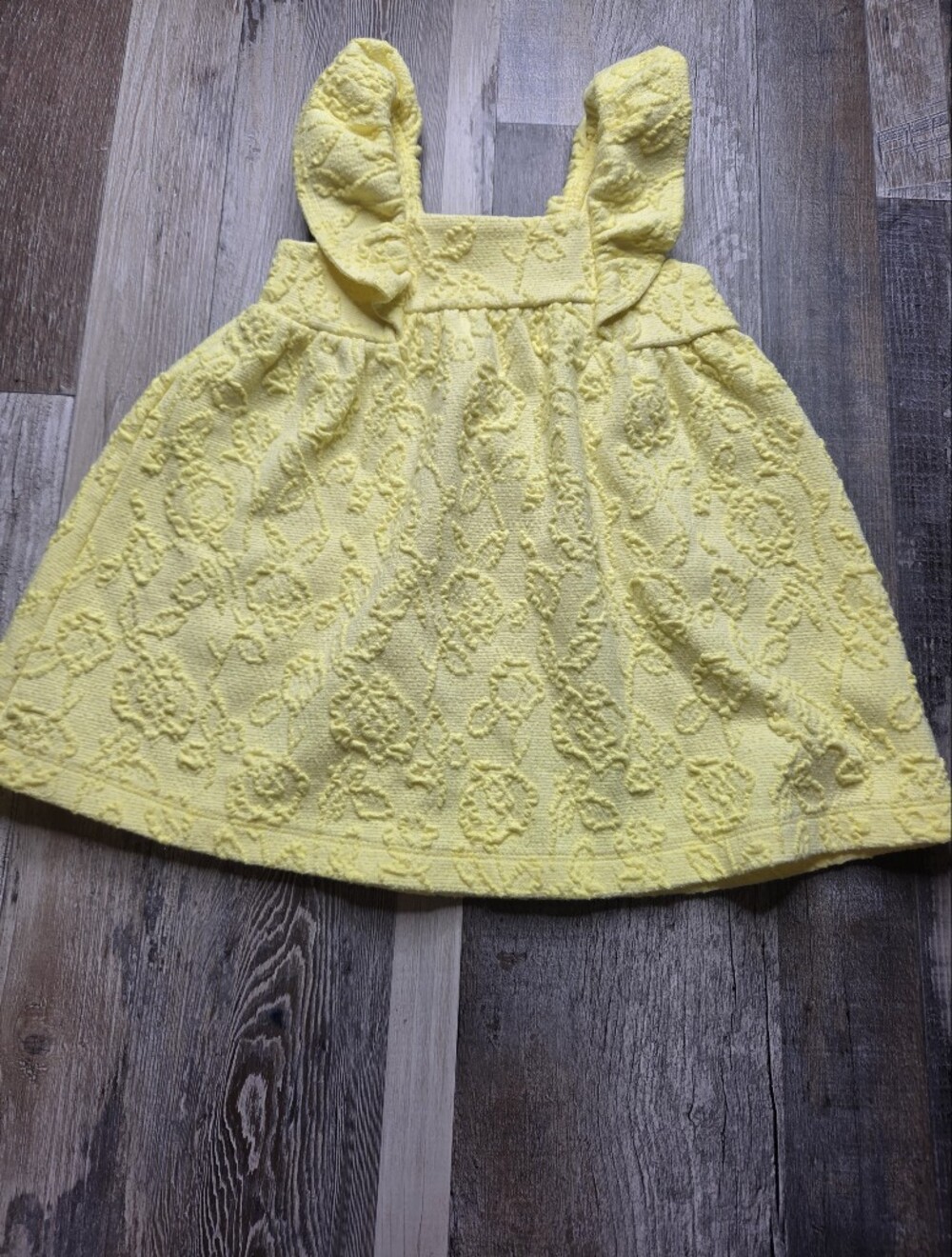 Janie And Jack 12-18 Yellow Dress Textured Floral